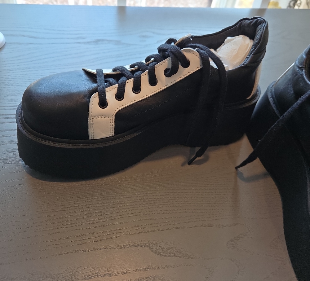 Stylish Black and White Platform Sneakers